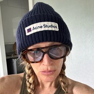 ACNE studios navy blue skull cap beanie in perfect condition